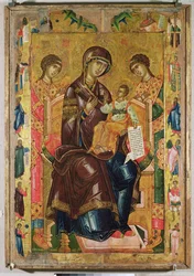 Ikone der Jungfrau und des Kindes mit Erzengeln und Propheten, 1578